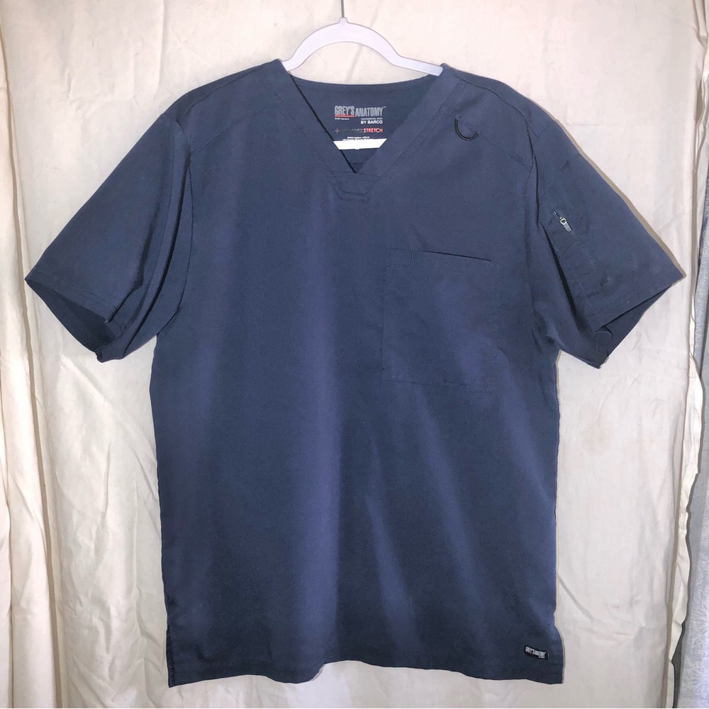 Grey's Anatomy Men’s Women’s Dark Blue V-Neck Scrub Top Size Medium